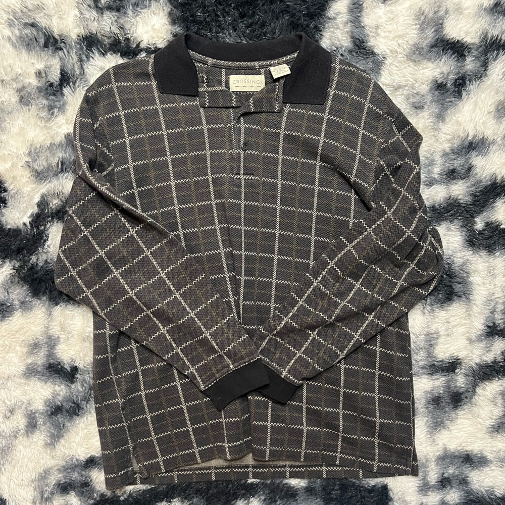 Crossings Black and Gray Checkered Sweater
