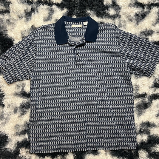 Men's Geometric Navy Polo Shirt