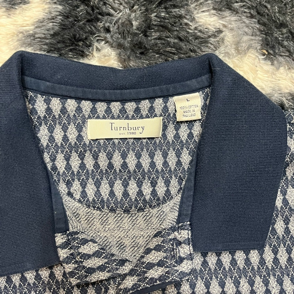 Men's Geometric Navy Polo Shirt