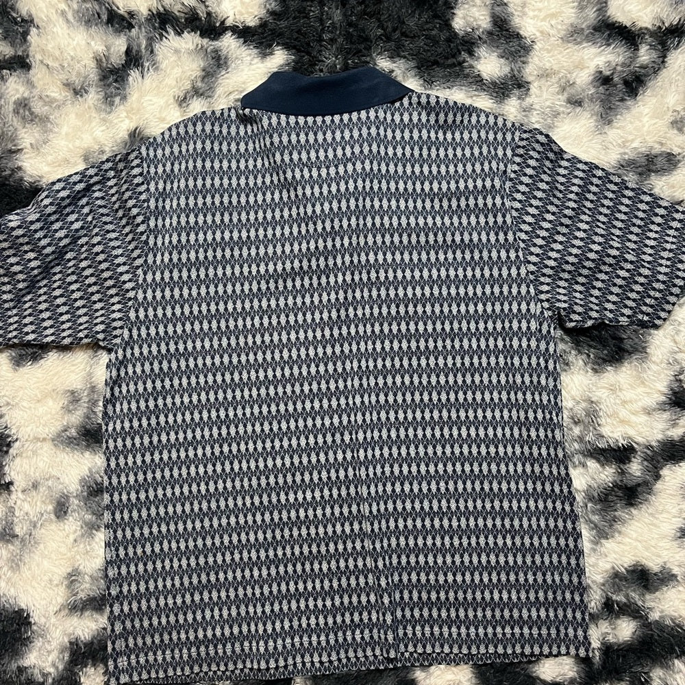 Men's Geometric Navy Polo Shirt