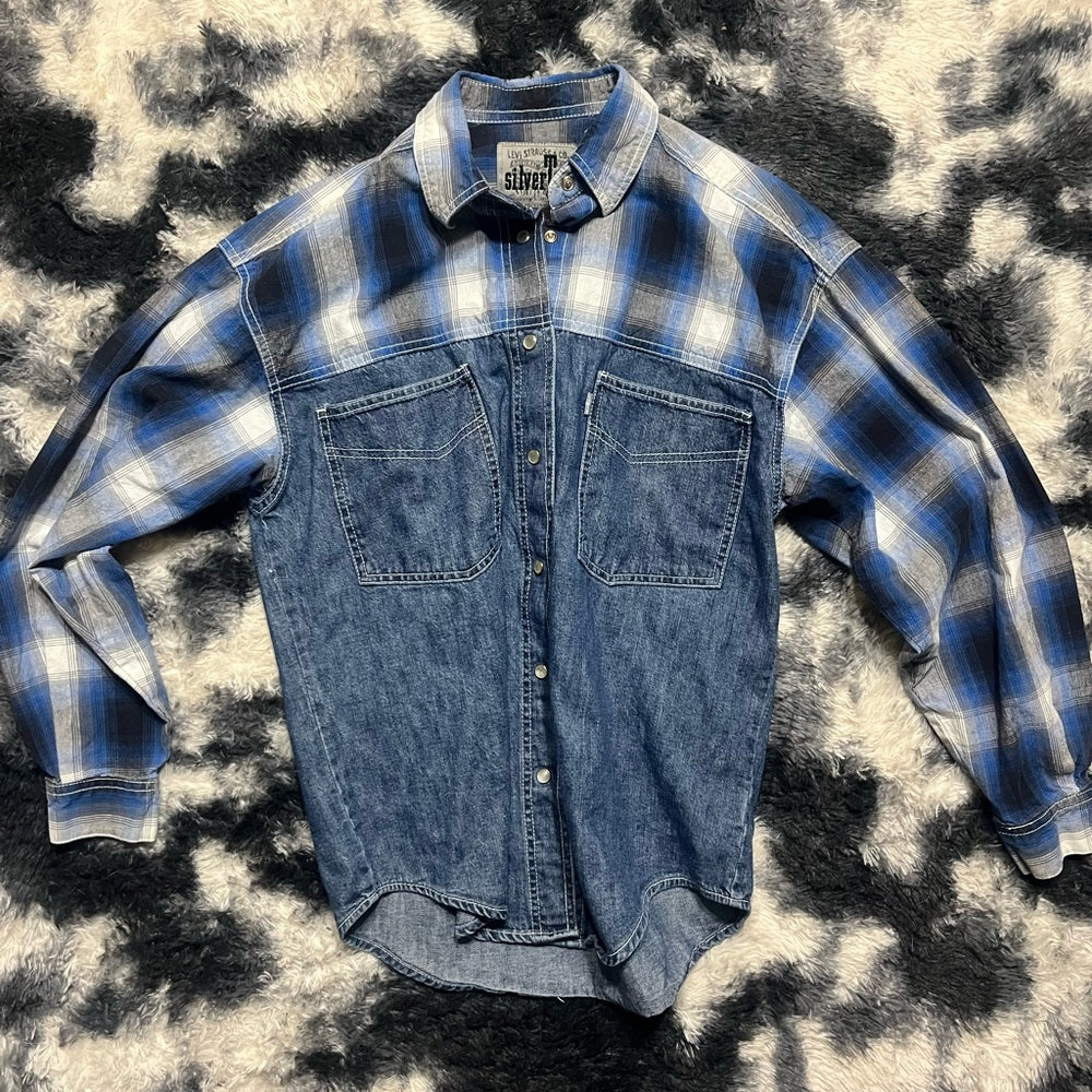 Levi's Blue and Gray Plaid Sliver Tab Shirt