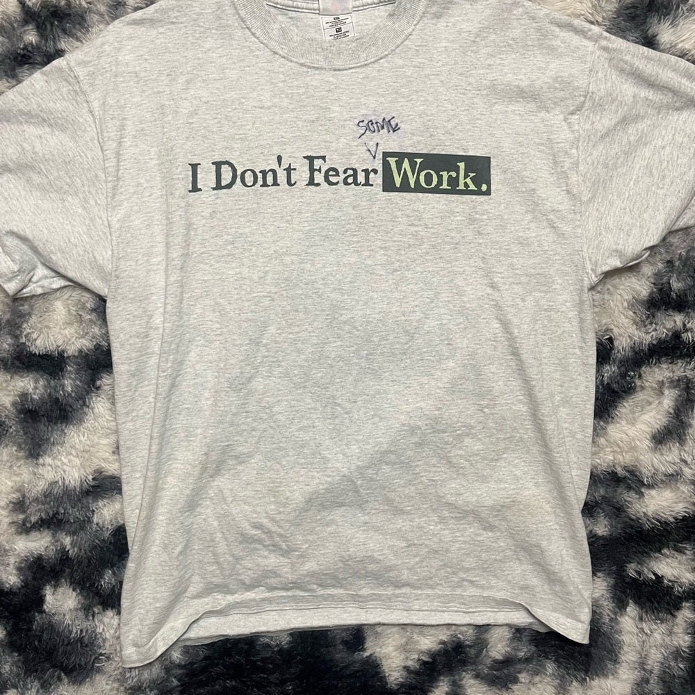 Light Gray Cotton “I don’t fear work” T-Shirt