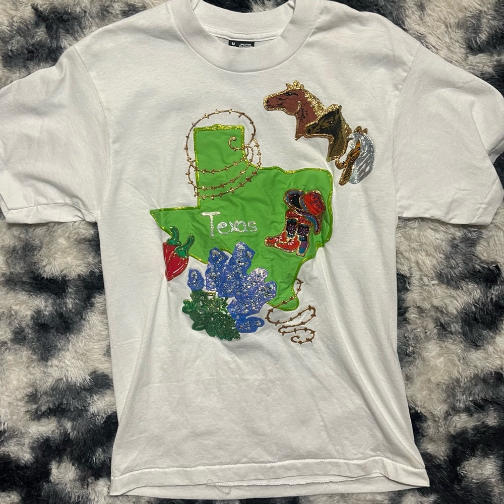 Custom Texas Graphic White T-Shirt