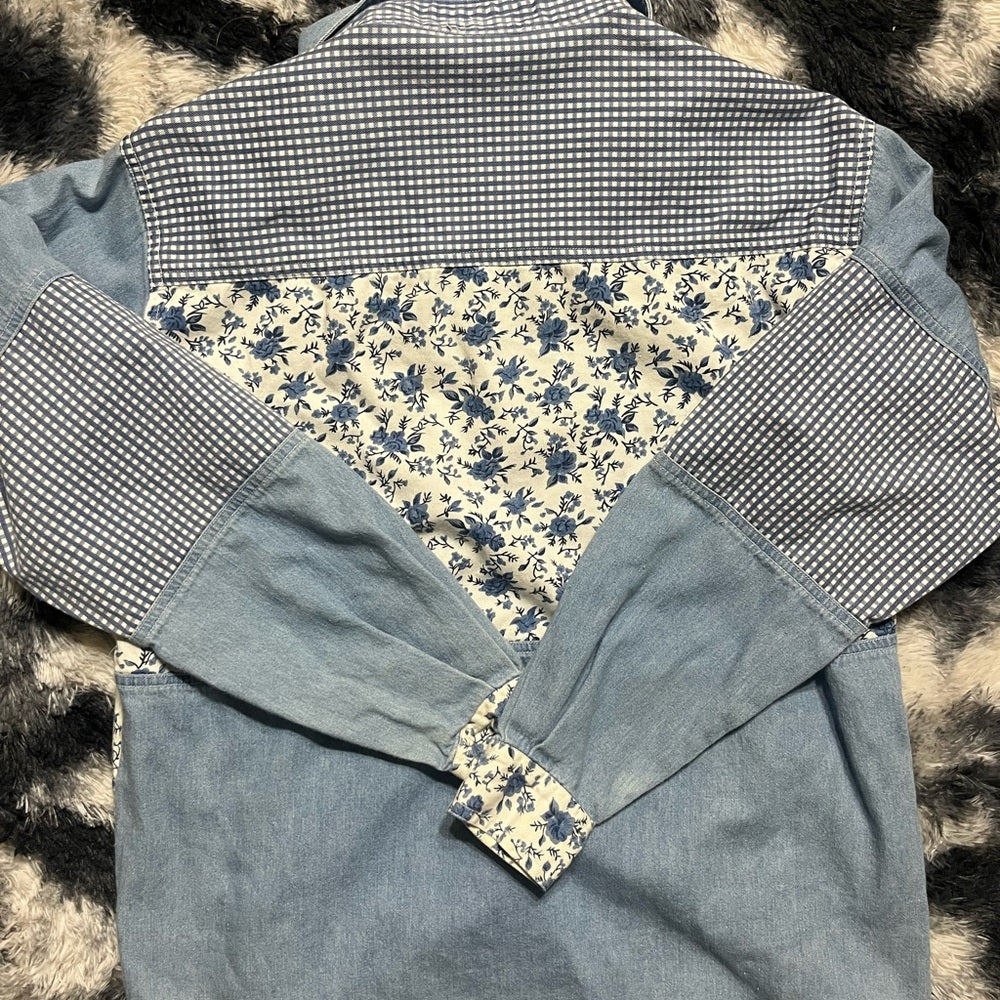 Christina’s Denim and Plaid Patchwork Shirt