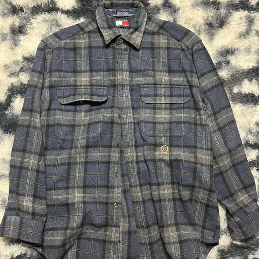 Tommy Hilfiger Gray and Blue Flannel Shirt