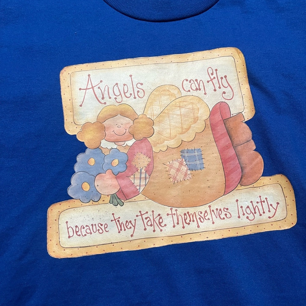 Vintage Jerzees Blue Tee with Angel Graphic
