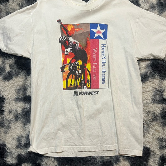 Vintage White Hotter'N Hell Hundred T-Shirt