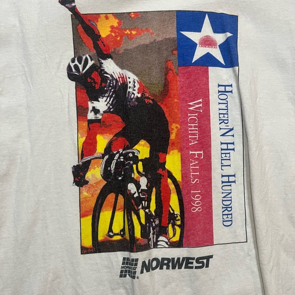 Vintage White Hotter'N Hell Hundred T-Shirt