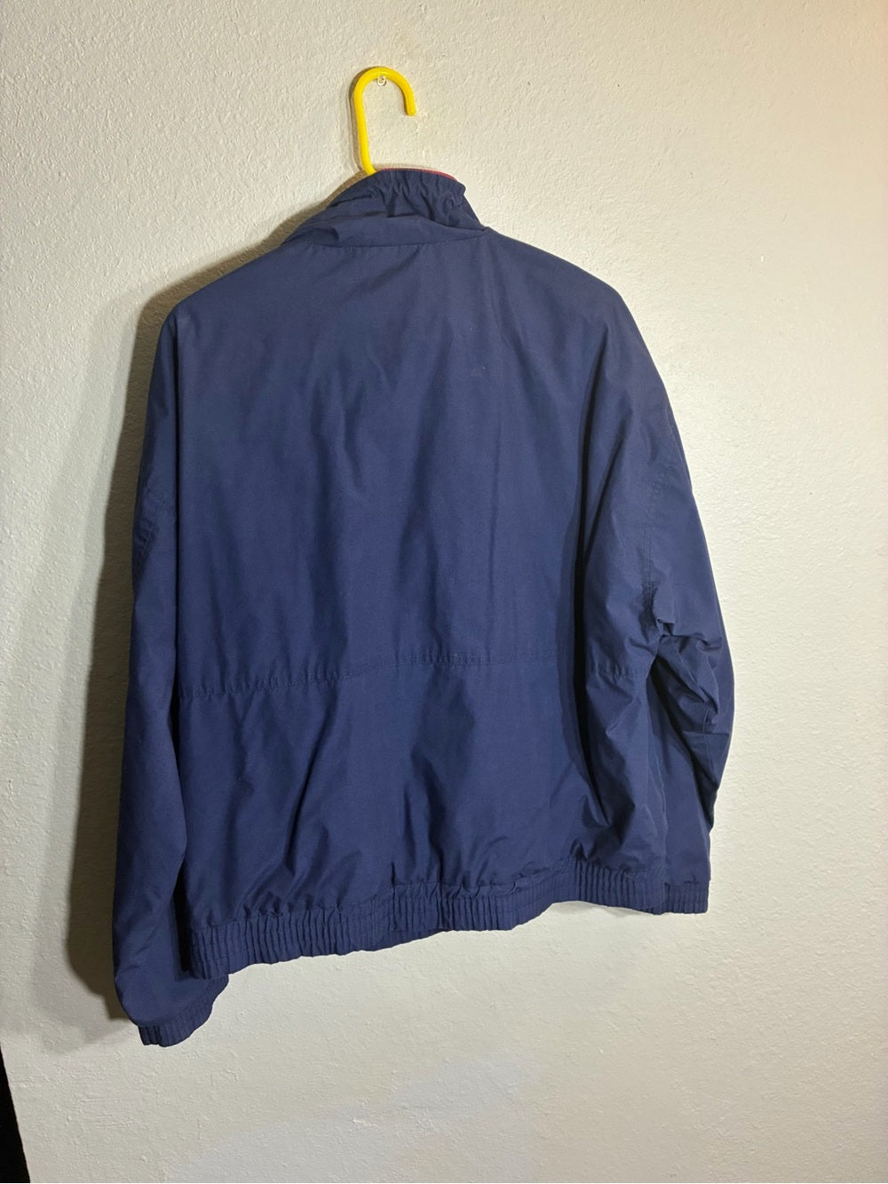 Vintage Men's Navy Raincoat with Red Trim by