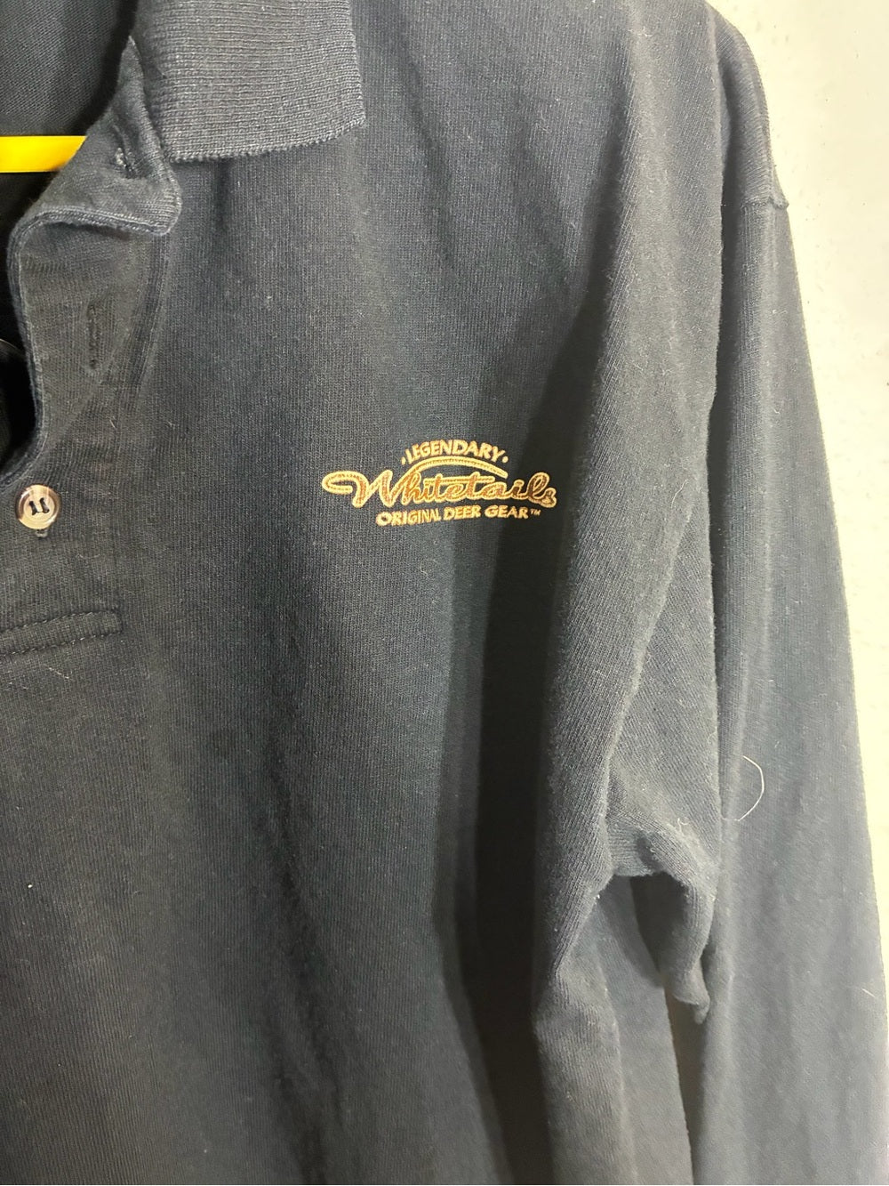 Vintage men’s Long-Sleeve Polo with Deer Graphic - Black