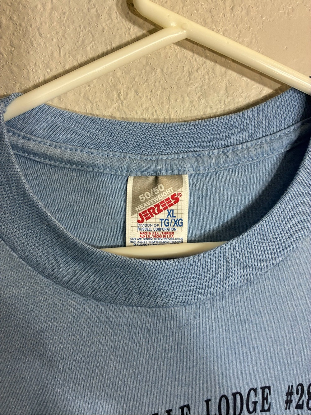Vintage Jerzees Light Blue Bartlesville Lodge Fishing Graphic Tee