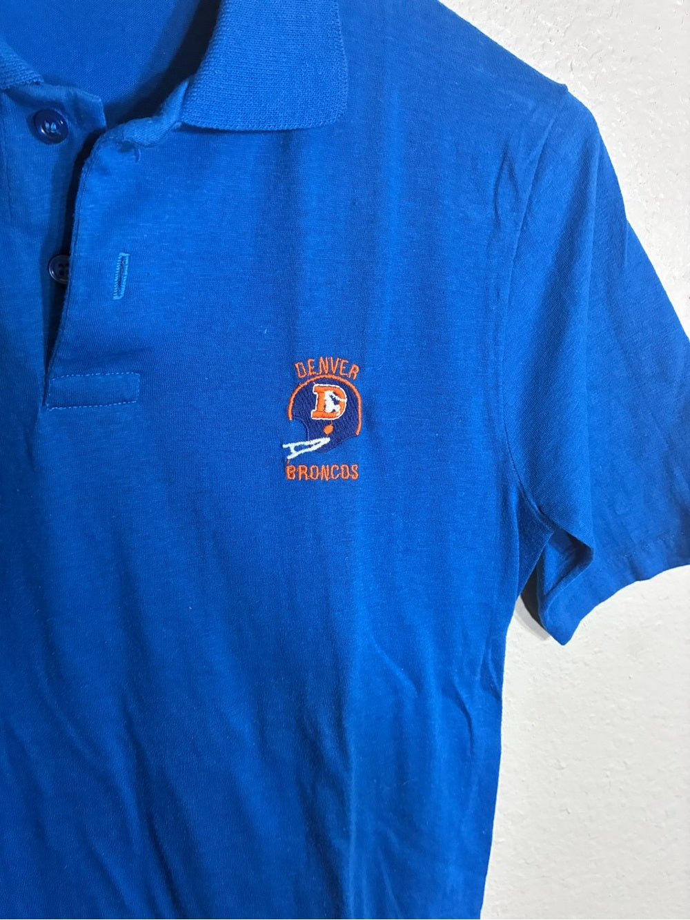Vintage Denver Broncos Men's Blue Polo Shirt