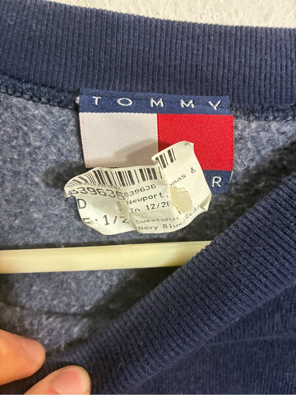 Vintage Tommy Hilfiger Navy Crewneck Sweater with Embroidered Crest