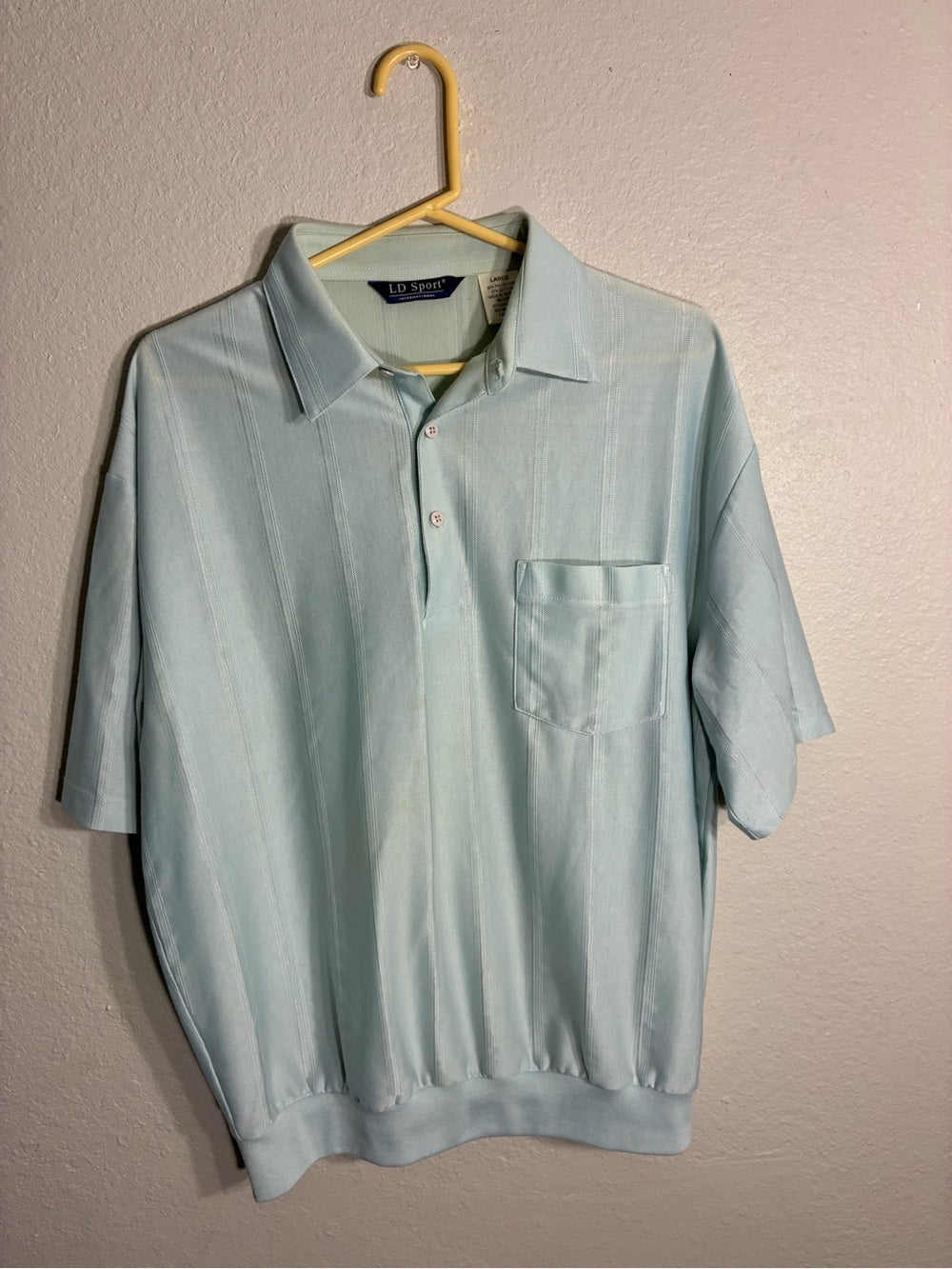 Men’s Light Blue Polo Shirt with Chest Pocket - LD Sport