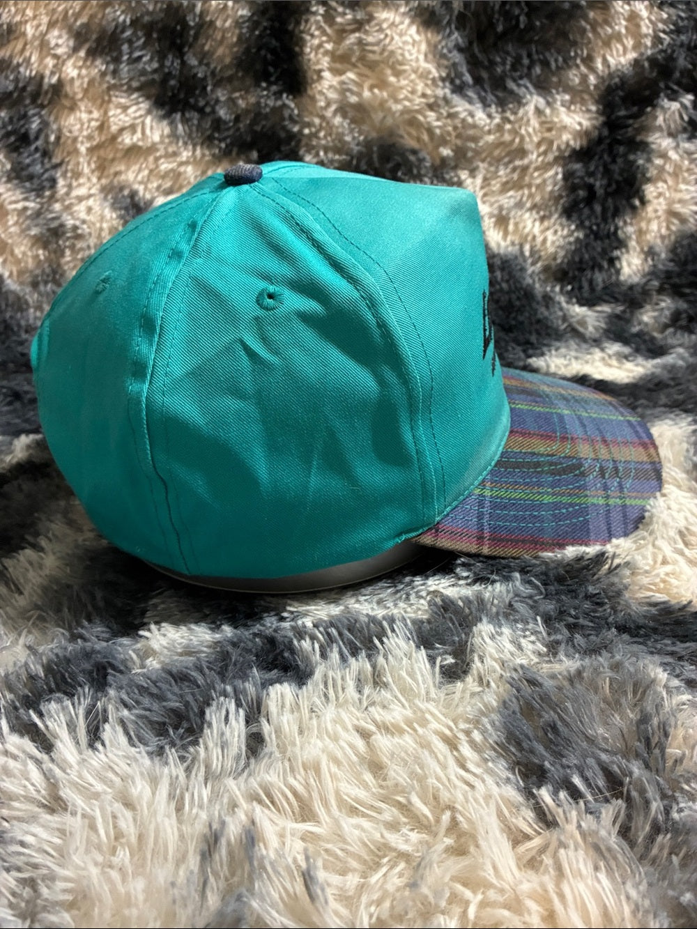 Vintage Teal & Plaid Baseball Cap - Men Accessories