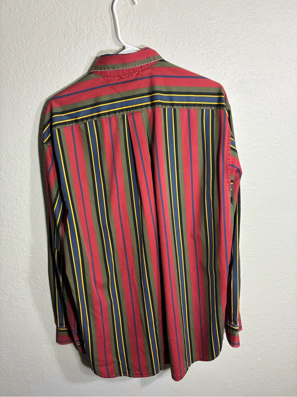 Tommy Hilfiger Red Striped Button-Down Shirt with Yellow & Navy Accents