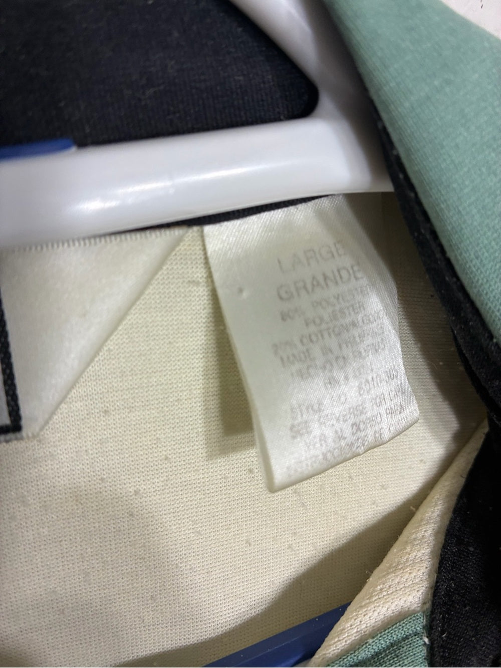 Vintage Green & Cream Striped Polo with Black Accents