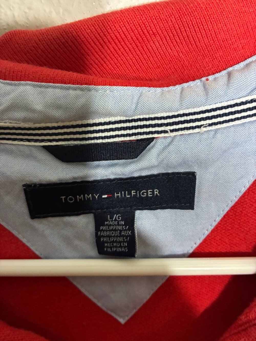 Tommy Hilfiger Striped Polo Shirt Mens Large Red White Preppy Y2K