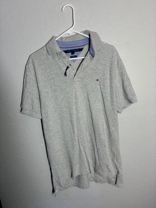 Tommy Hilfiger Polo Shirt Mens Medium Light Grey Heather Classic Fit