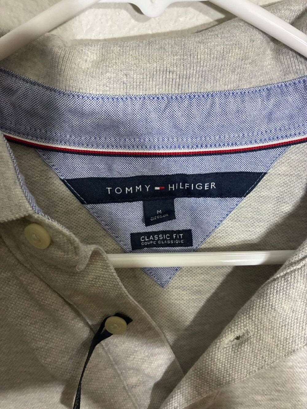 Tommy Hilfiger Polo Shirt Mens Medium Light Grey Heather Classic Fit
