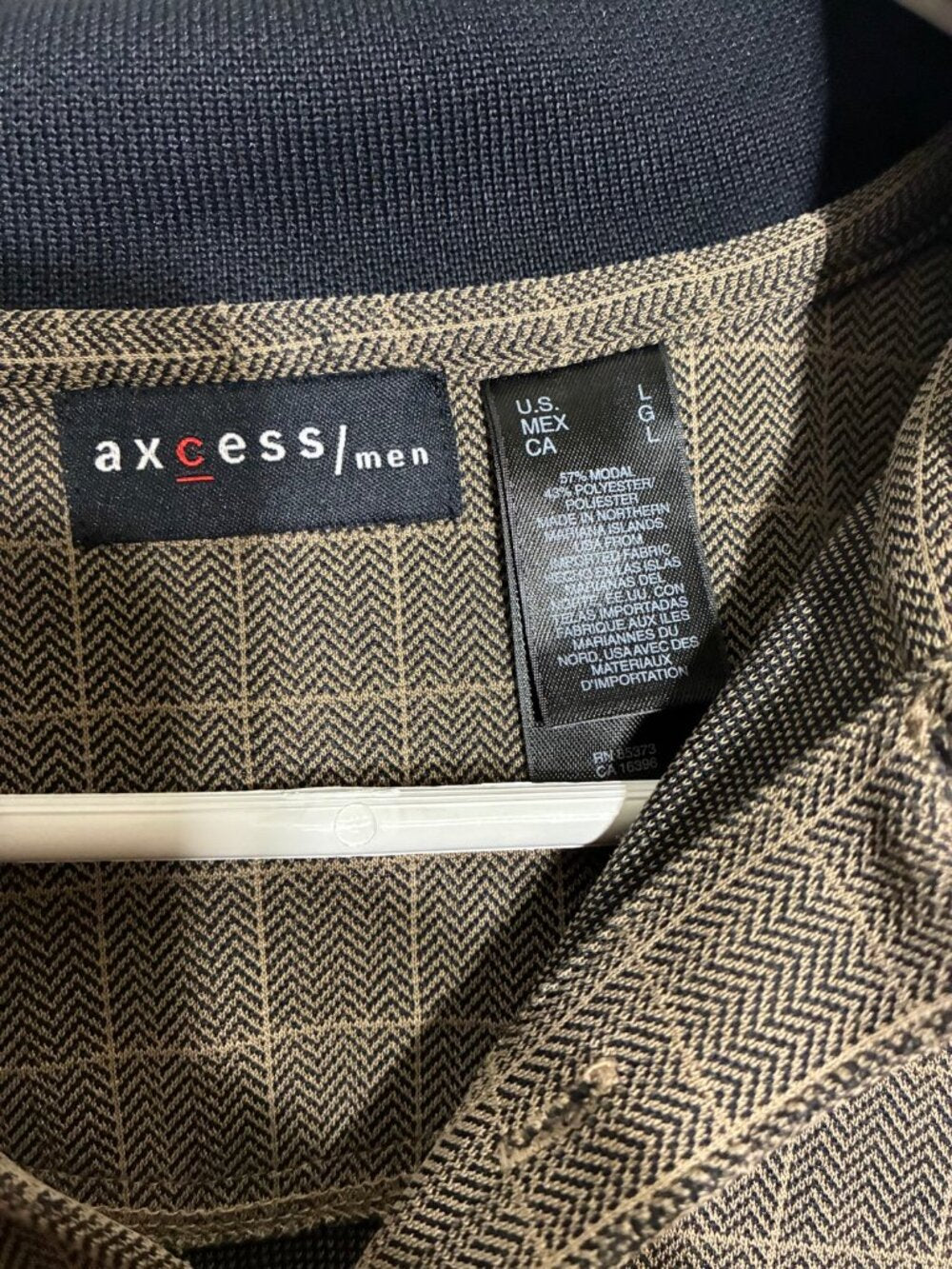 Vintage Axcess Men Polo Shirt Large Brown Black Checkered Y2K Retro