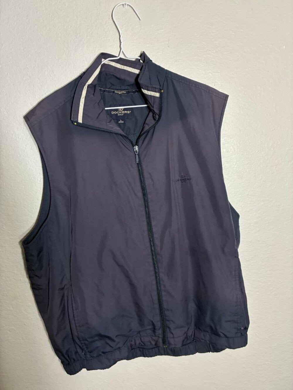 Dockers Golf Vest Mens Large Navy Blue Full Zip Windbreaker Vest