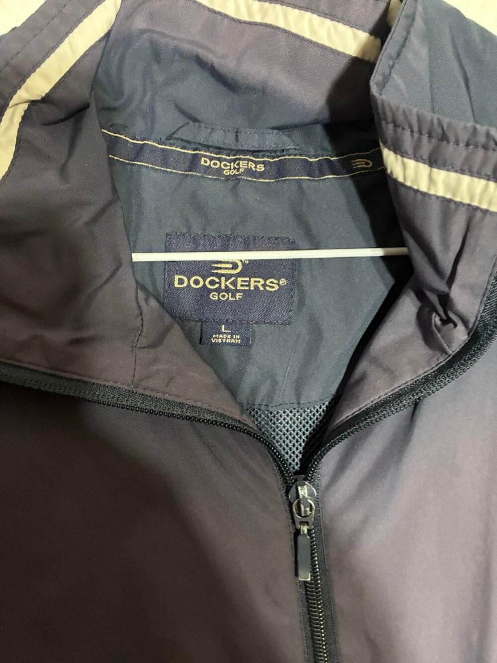 Dockers Golf Vest Mens Large Navy Blue Full Zip Windbreaker Vest
