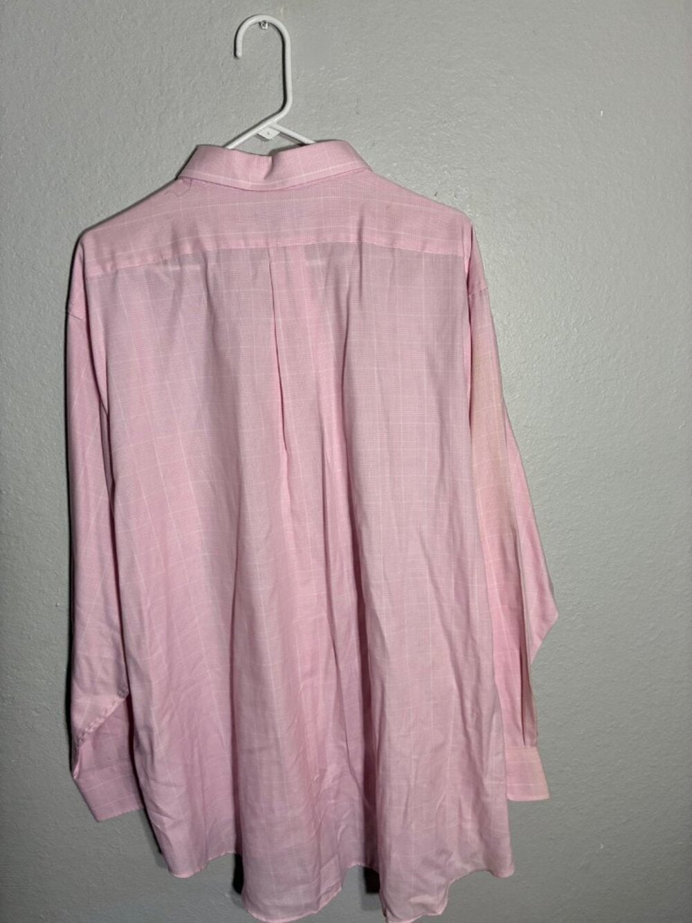 Chaps Button Up Shirt Mens XXL Pink Check Wrinkle Free Dress Shirt