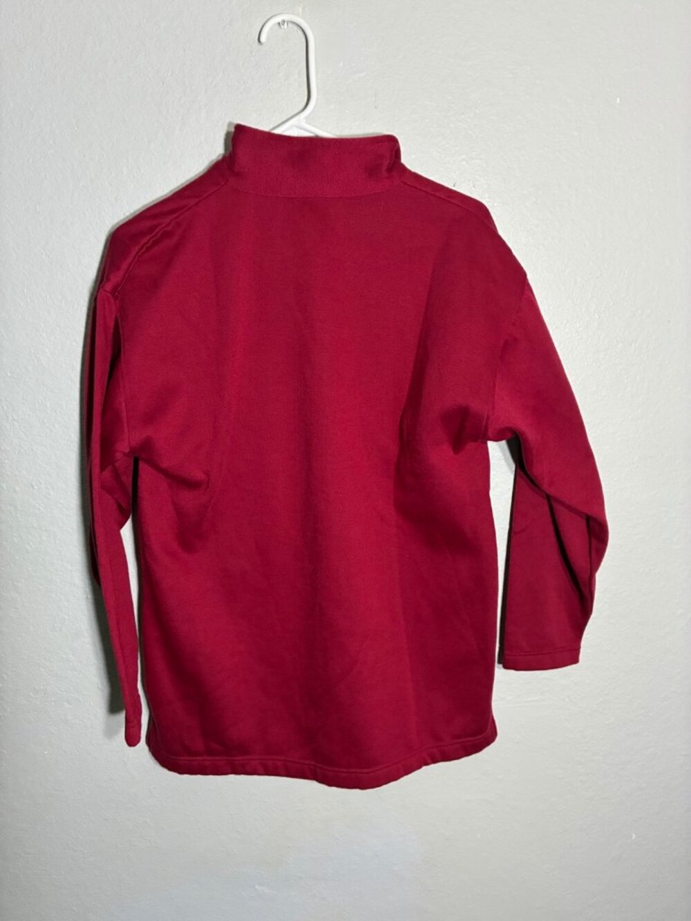 Vintage Bold Spirit Womens Small Red Holiday Quarter Zip Embroidered Floral