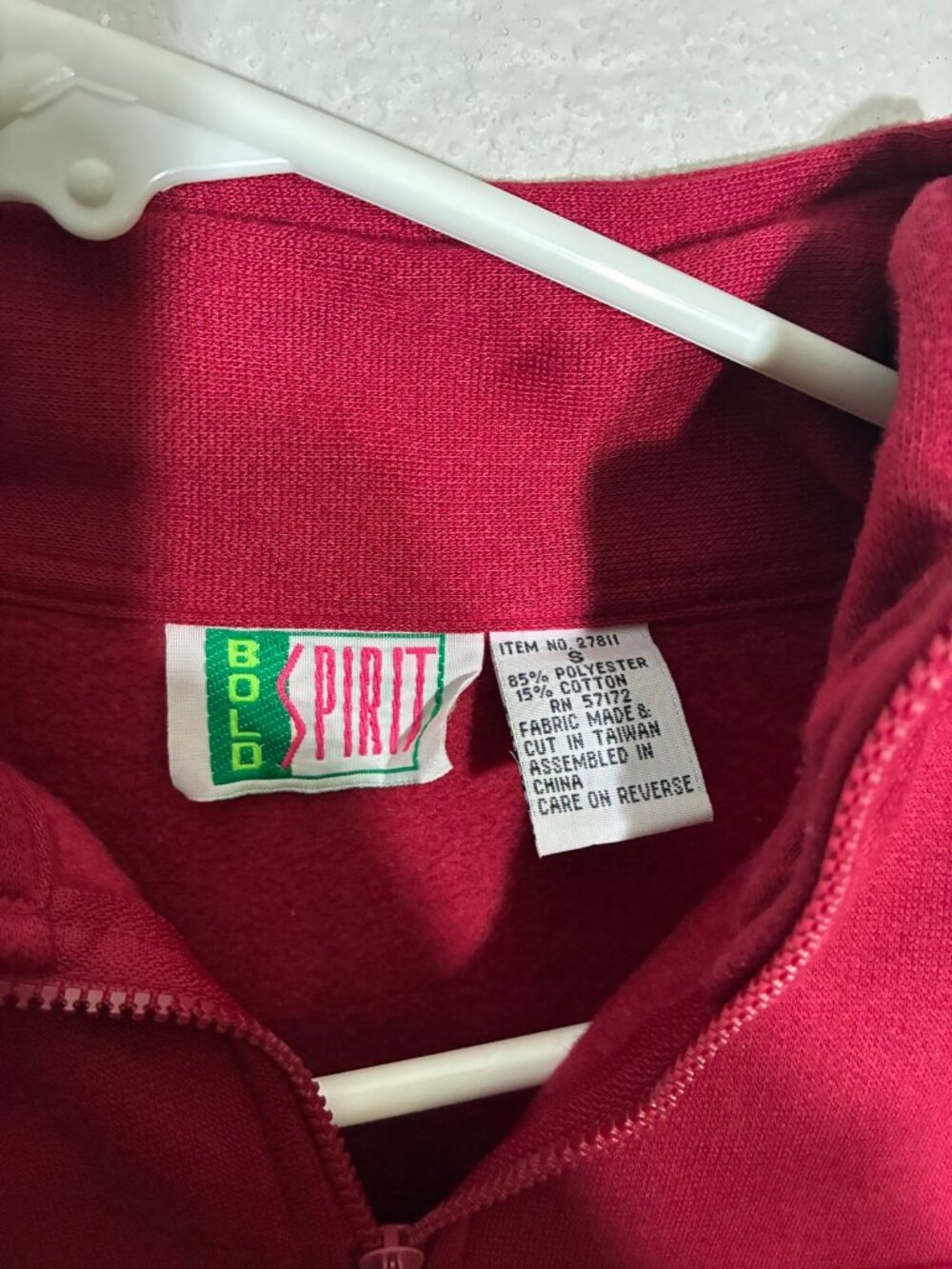 Vintage Bold Spirit Womens Small Red Holiday Quarter Zip Embroidered Floral