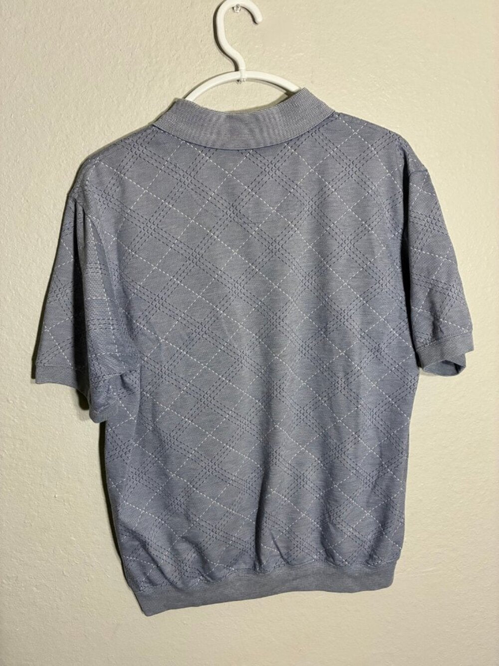Vintage David Taylor Golf Polo Shirt Mens Large Grey Geometric Pattern