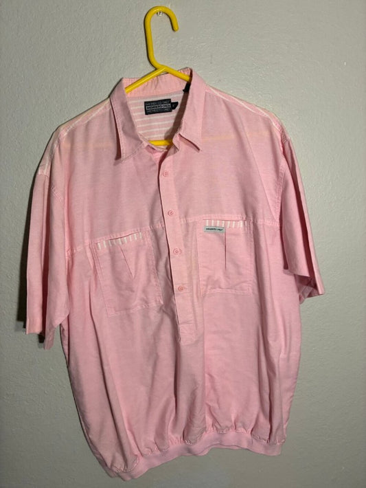 Vintage Members Only Shirt Mens XL XT Pink Half Button Up Popover