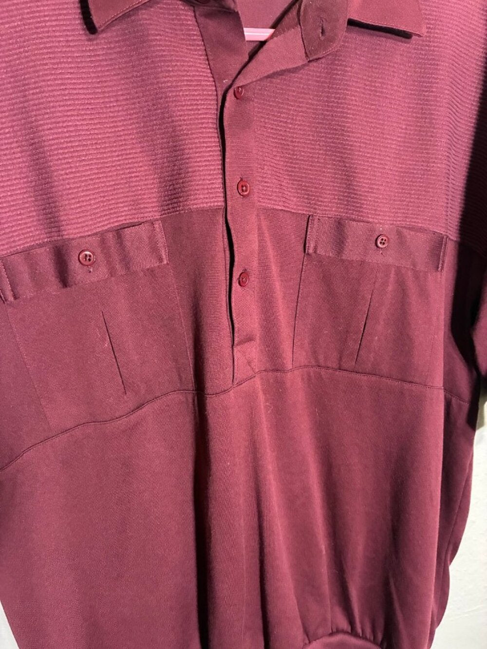 Vintage Classics by Palmland Golf Polo Shirt Mens Large Maroon Ribbed