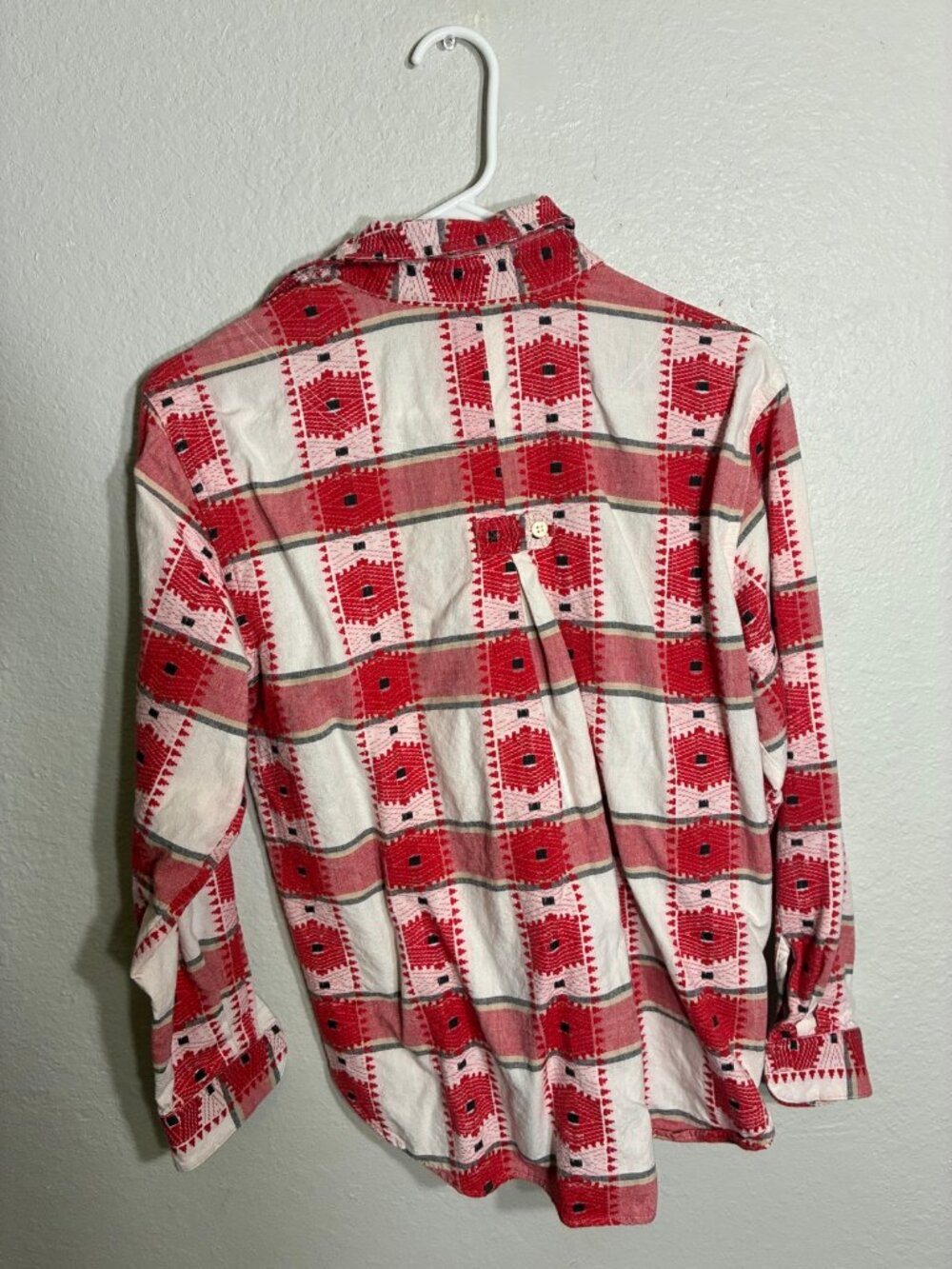 Vintage Cabin Creek Western Button Up Shirt Mens S Red Southwestern 90s