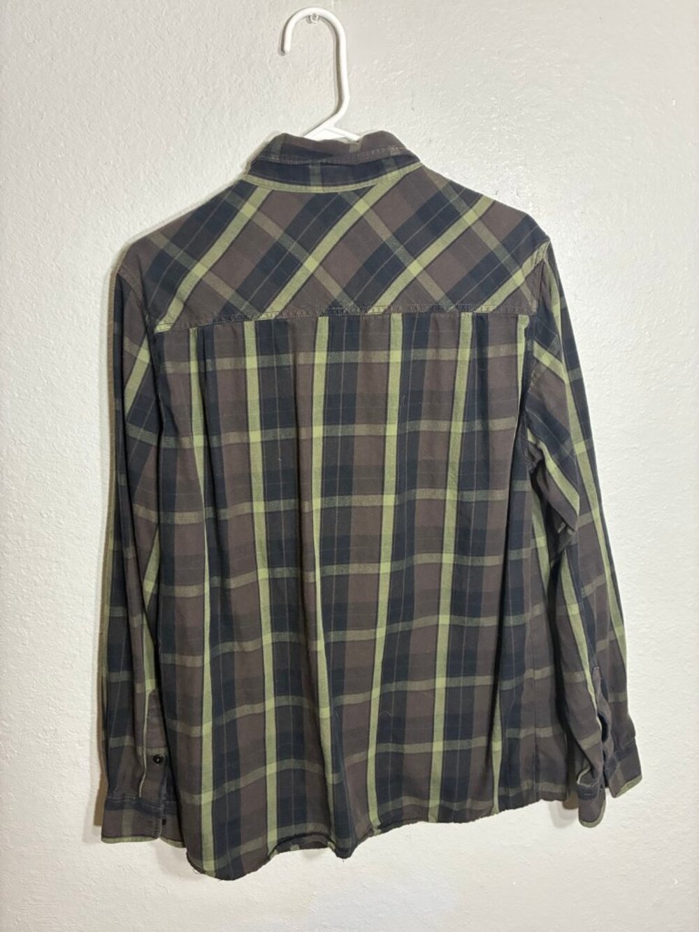 Gold Label Brand GLB Plaid Flannel Shirt Mens XL Brown Green Pockets
