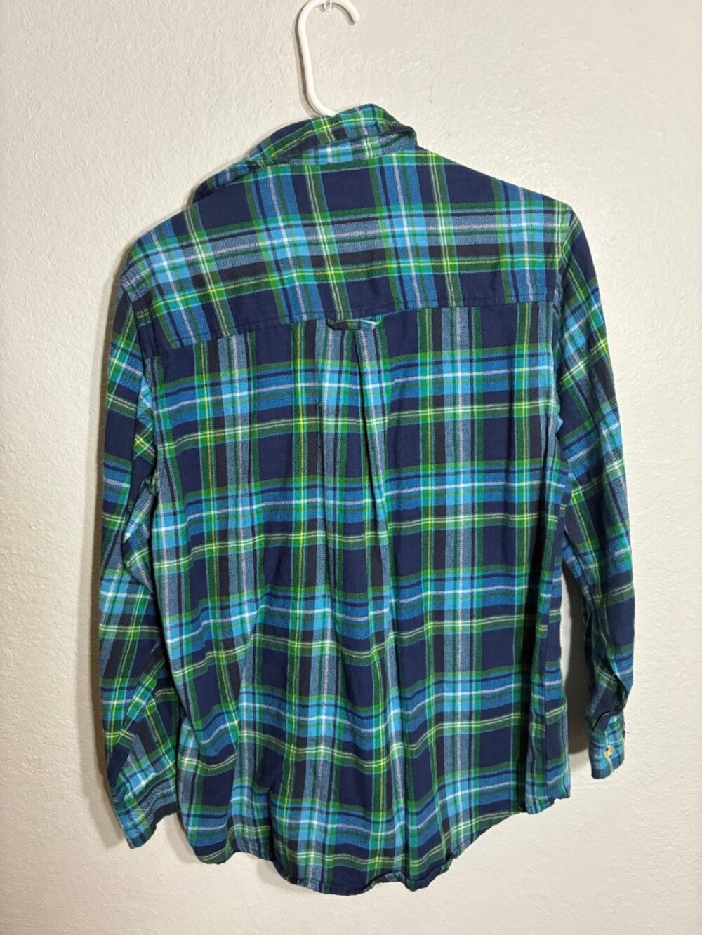 Arizona Jean Co Plaid Zip Up Shirt Jacket Mens S Blue Green Flannel