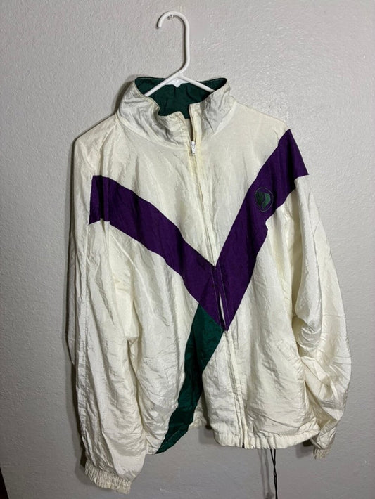 Wimbledon Vintage Tracksuit 2 Piece Set Mens XL White Purple Green 90s Tennis