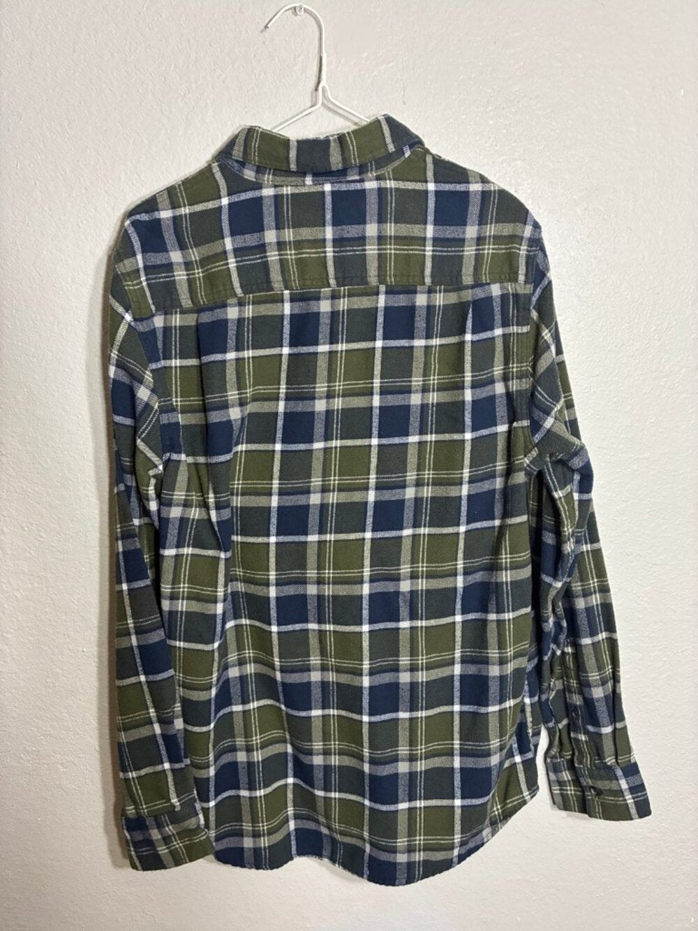 Lee Plaid Flannel Button Up Shirt Mens M Navy Green Long Sleeve