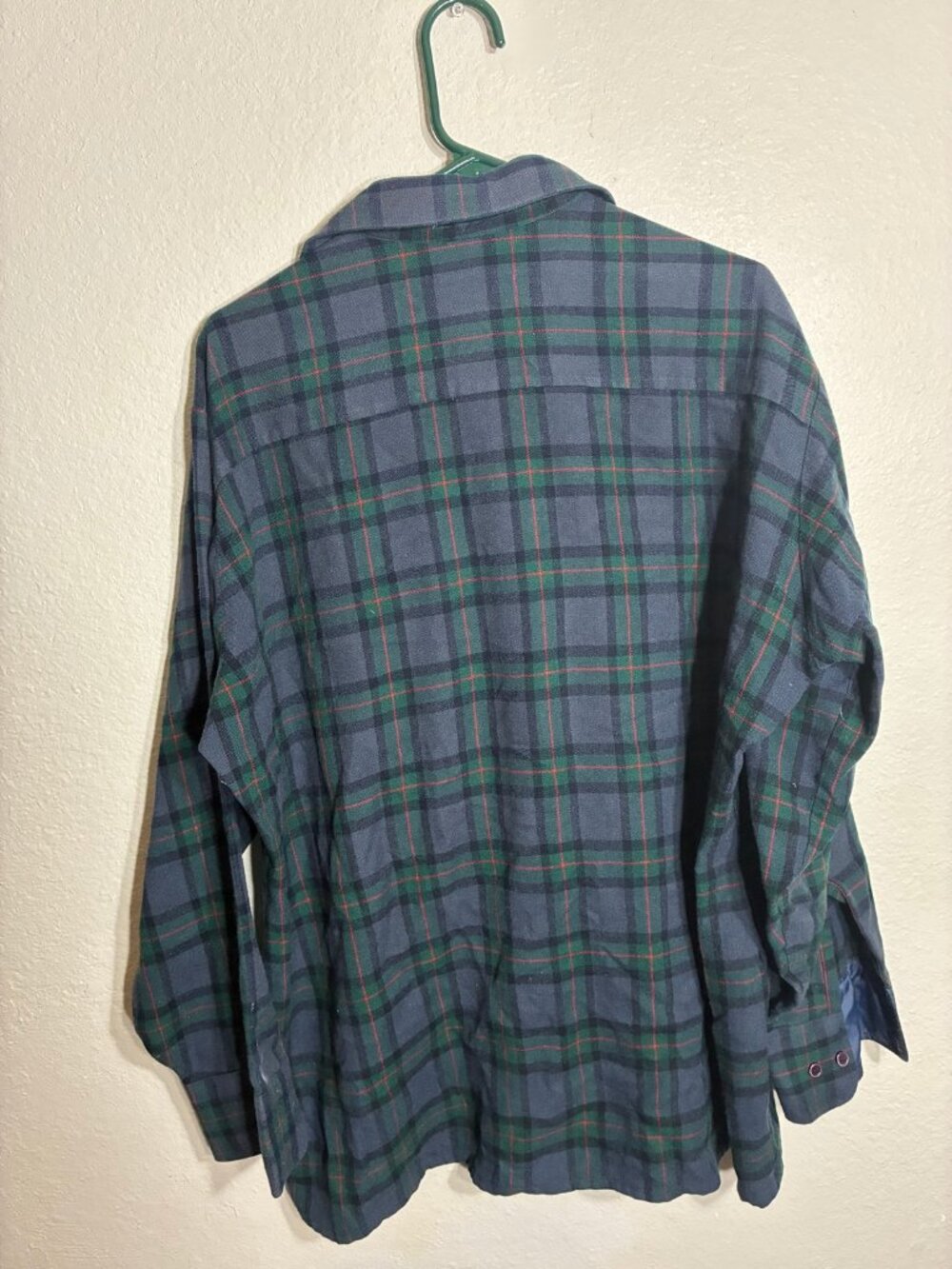 Van Heusen Winterweights Flannel Shirt Mens XL Navy Green Plaid Lined