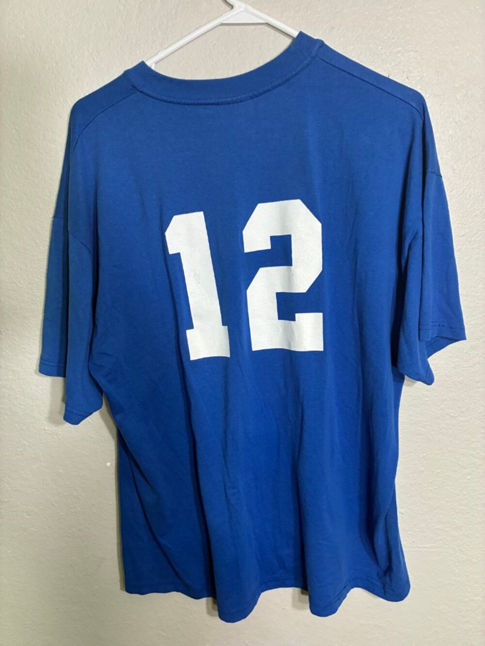 Hanes Vintage Daytona 65s Softball T-Shirt Blue Number 12 XL