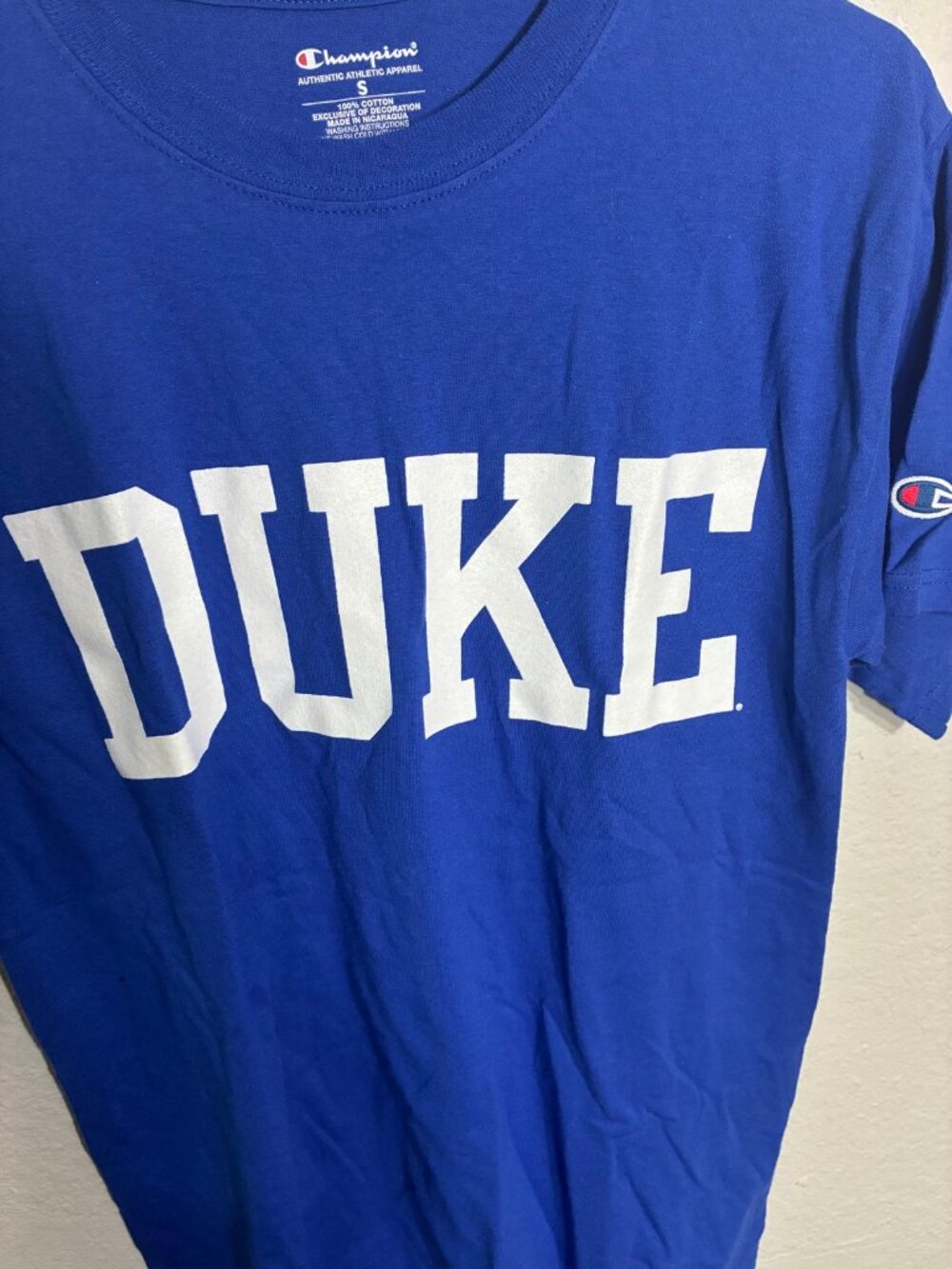 Champion NWT Duke Blue Devils Arched Lettering T-Shirt Blue Small