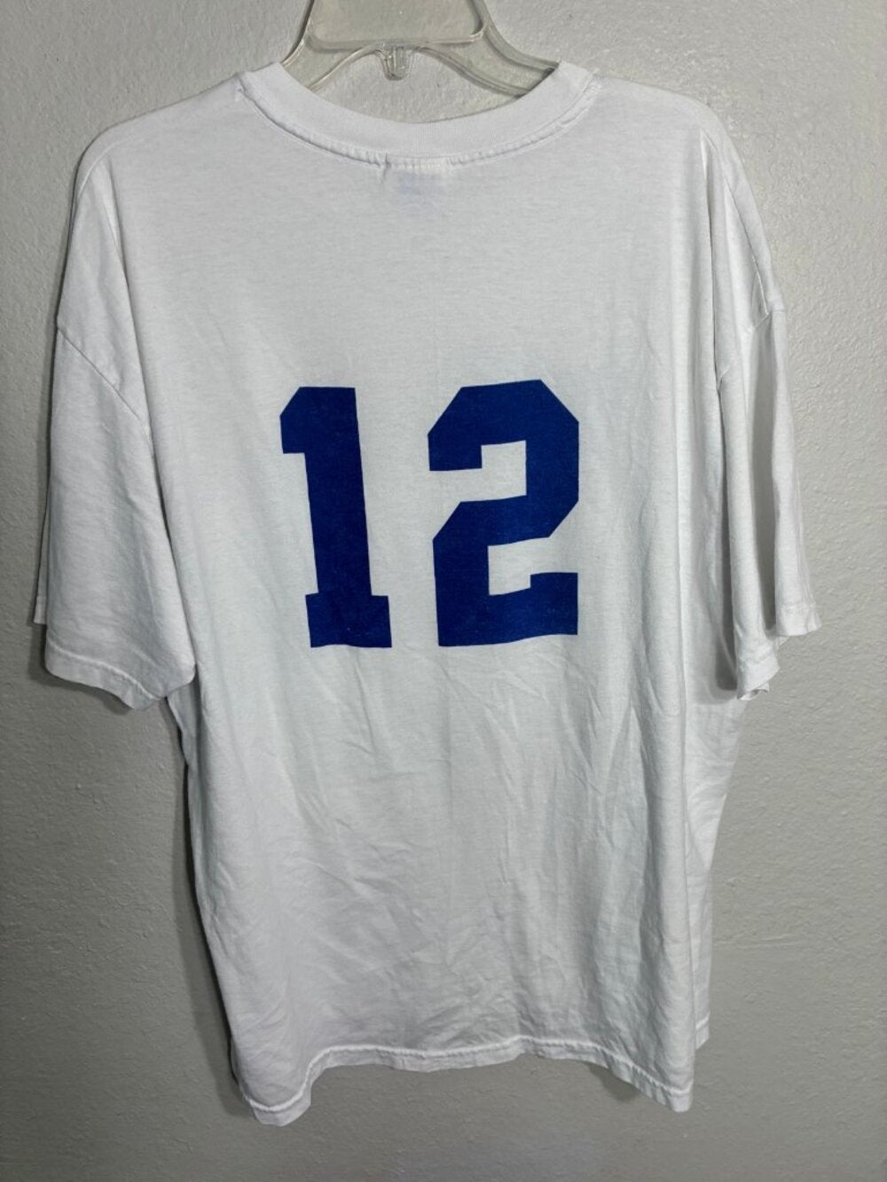 Hanes Vintage Daytona 65s Softball T-Shirt White Number 12 XL