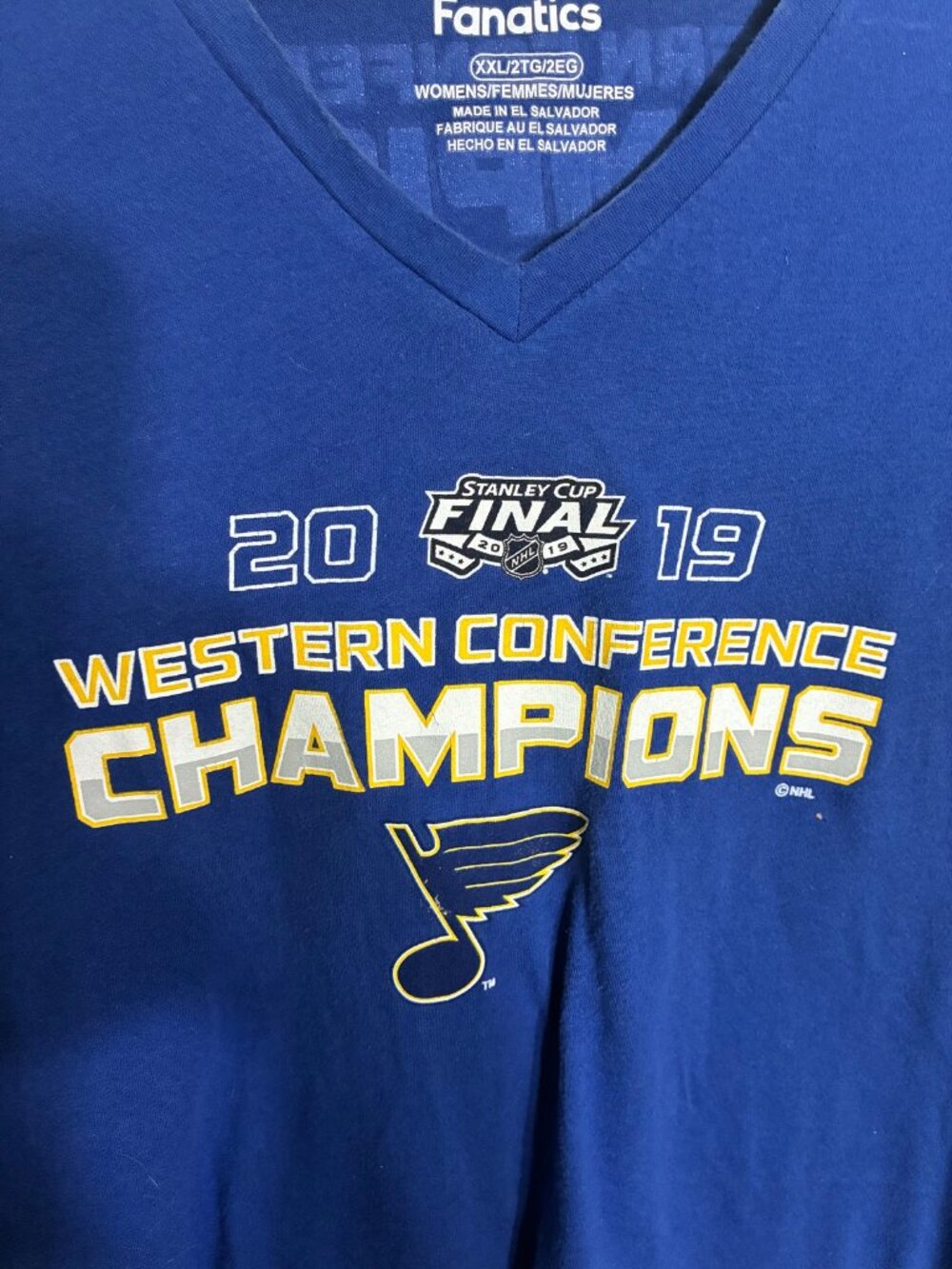 Fanatics St. Louis Blues 2019 Western Conference Champions V-Neck XXL