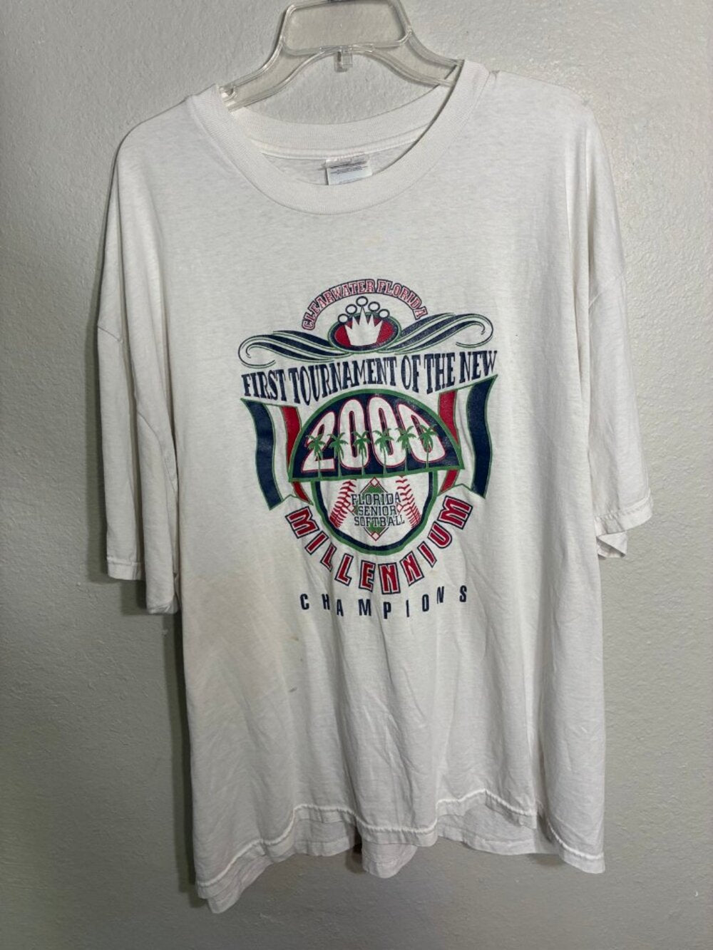 Hanes Vintage 2000 Florida Senior Softball Millennium Champions Tee XXL