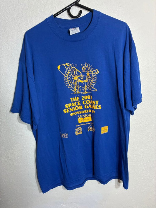 Jerzees Vintage 2003 Space Coast Senior Games T-Shirt Blue XL
