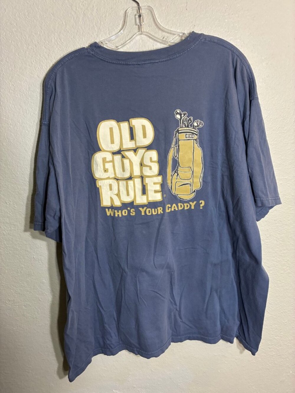Old Guys Rule Vintage Who's Your Caddy Golf T-Shirt Blue XL